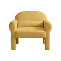 Modern Boucle Accent Chair With Lumbar Pillow For Living Room Antique Yellow Fabric 1 Seat