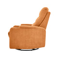 Swivel Rocking Recliner Sofa Chair With Usb Charge Port & Cup Holder For Living Room, Bedroom,Light Orange Orange Foam
