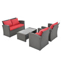 Patio Furniture Sets Dark Gray Seats 4 Pe Rattan Iron Waterproof Fabric