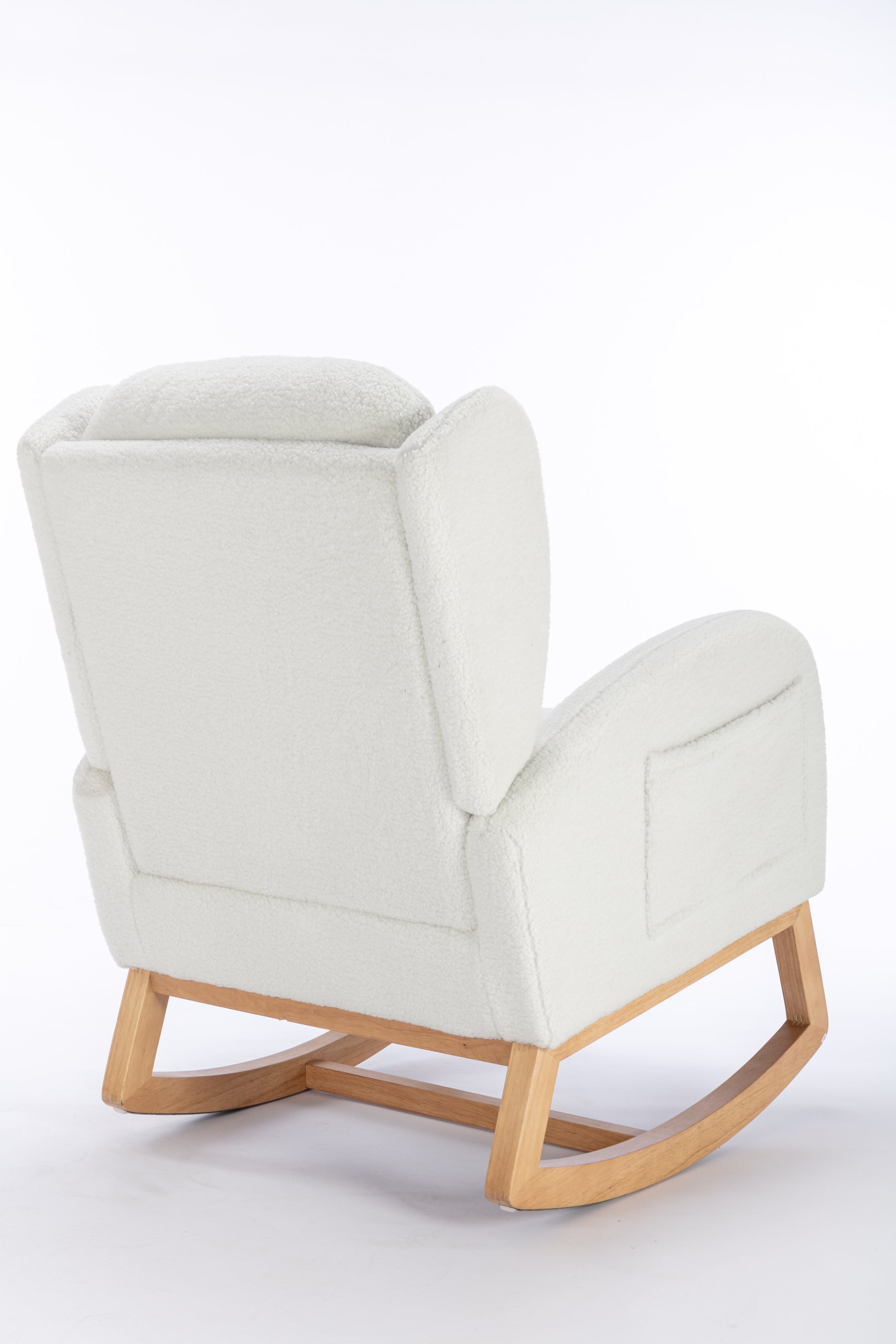 049 Teddy Fabric Rocking Chair With Packet Wood Legs,Ivory Wood Solid Ivory Primary Living Space Foam Wipe Clean Modern Rocking Chairs Eucalyptus Tufted Back Foam Teddy