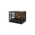 Dog Crate Furniture, 32.67 Inches Dog Kennel For Dogs Up To 70 Lb, With Removable Tray, Heavy Duty Dog Cage End Table, Rustic Brown Rustic Brown Wood Metal