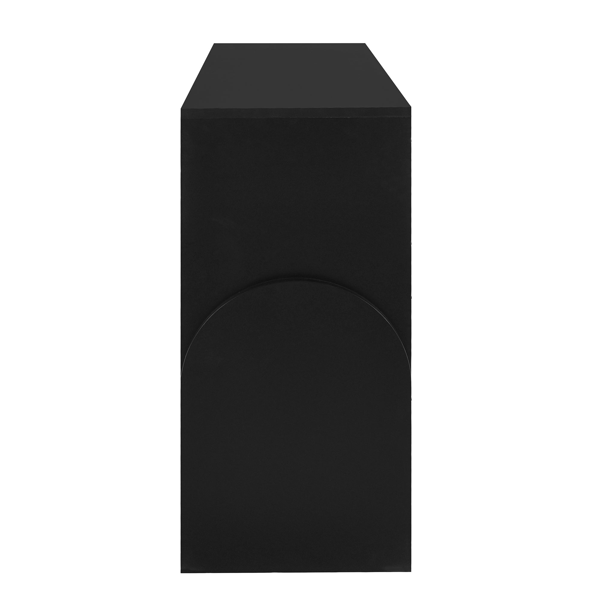 U Style Four Door Metal Handle Storage Cabinet black-solid wood+mdf