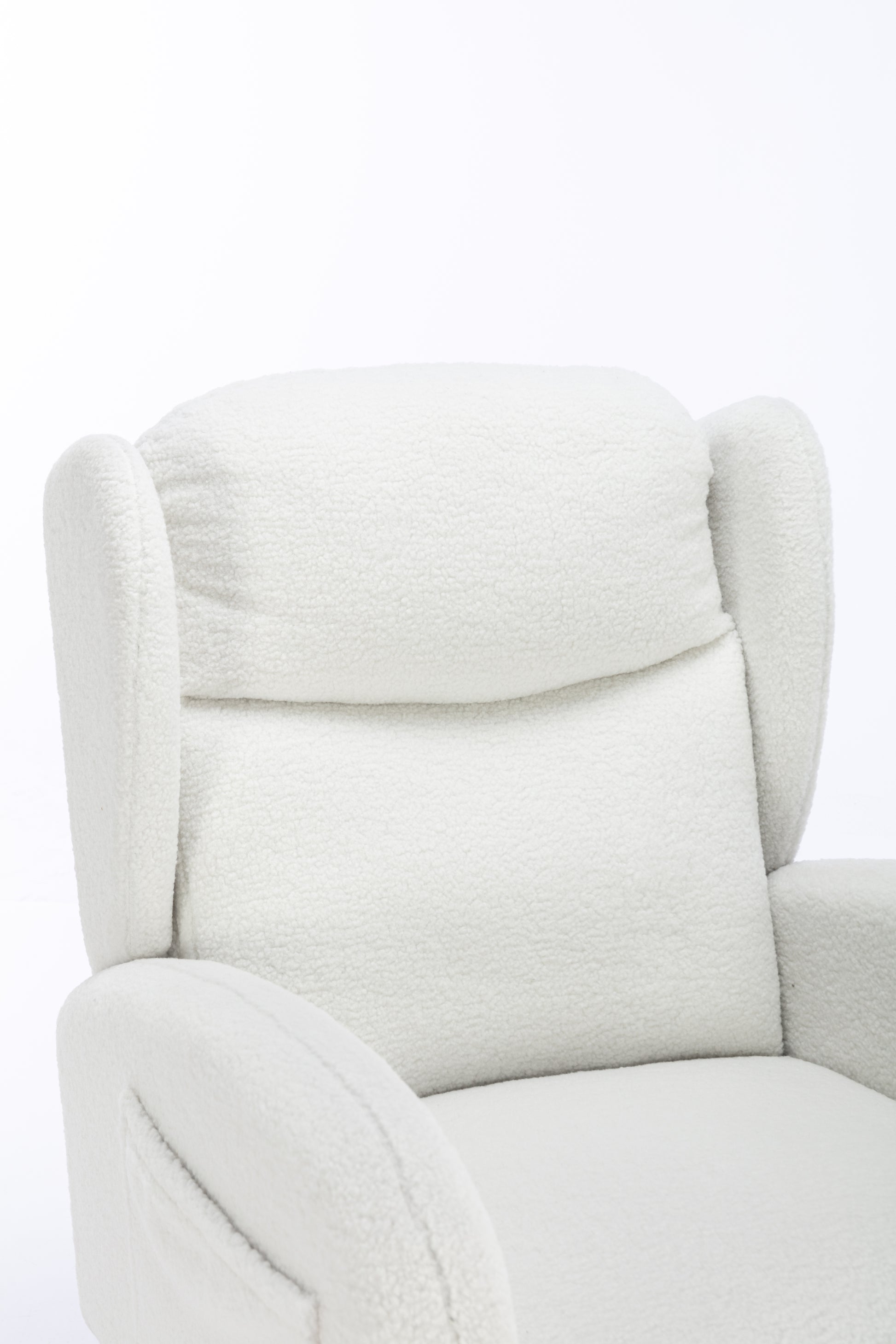 049 Teddy Fabric Rocking Chair With Packet Wood Legs,Ivory Wood Solid Ivory Primary Living Space Foam Wipe Clean Modern Rocking Chairs Eucalyptus Tufted Back Foam Teddy