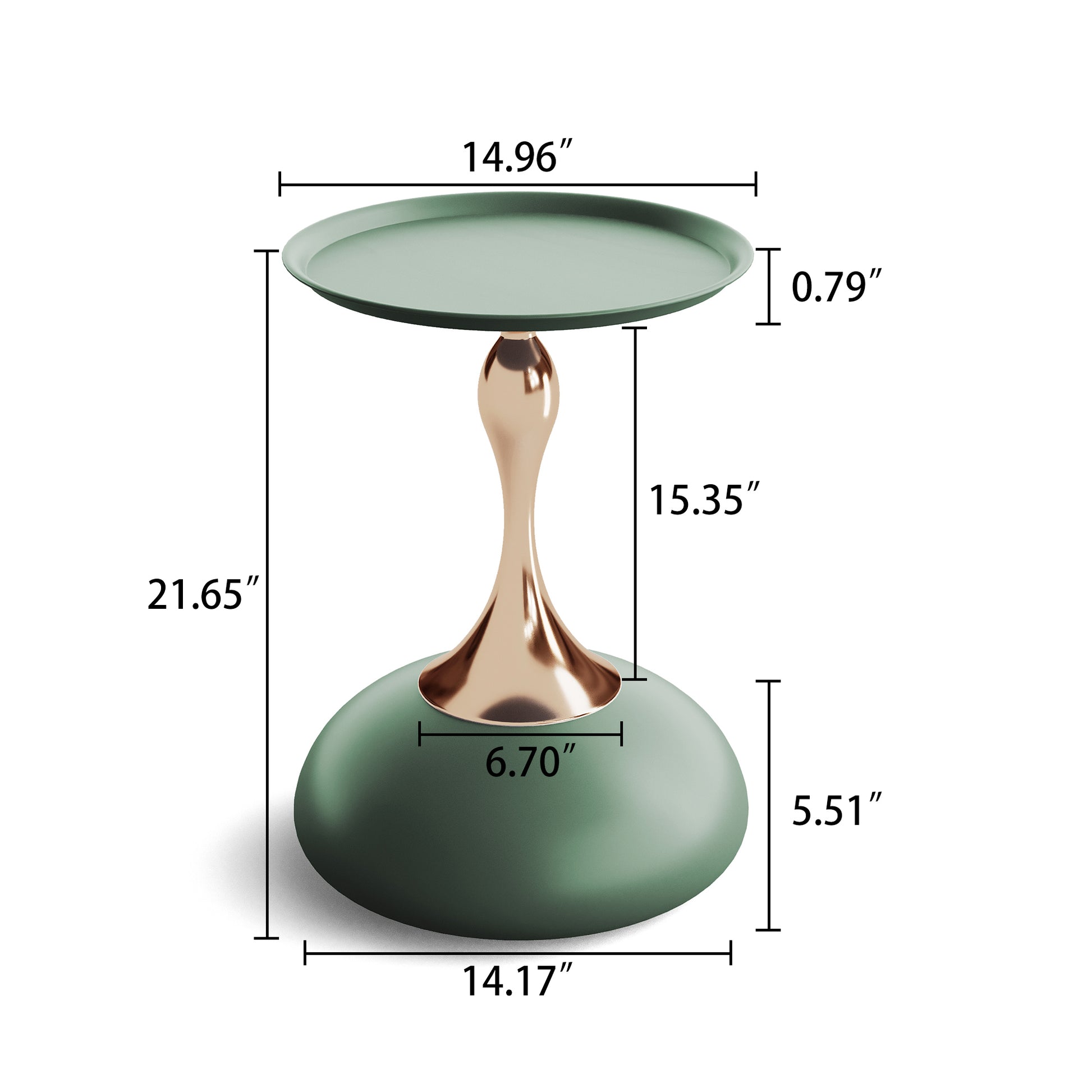 Luxury Design Iron End Table, Minimalist Round Side Table For Small Space Green Iron