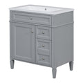 30'' Bathroom Vanity With Top Sink, Modern Bathroom Storage Cabinet With 2 Drawers And A Tip Out Drawer, Freestanding Vanity Set With Mirror Cabinet, Single Sink Bathroom Vanity 3 Grey Bathroom Solid Wood Mdf Resin Painted