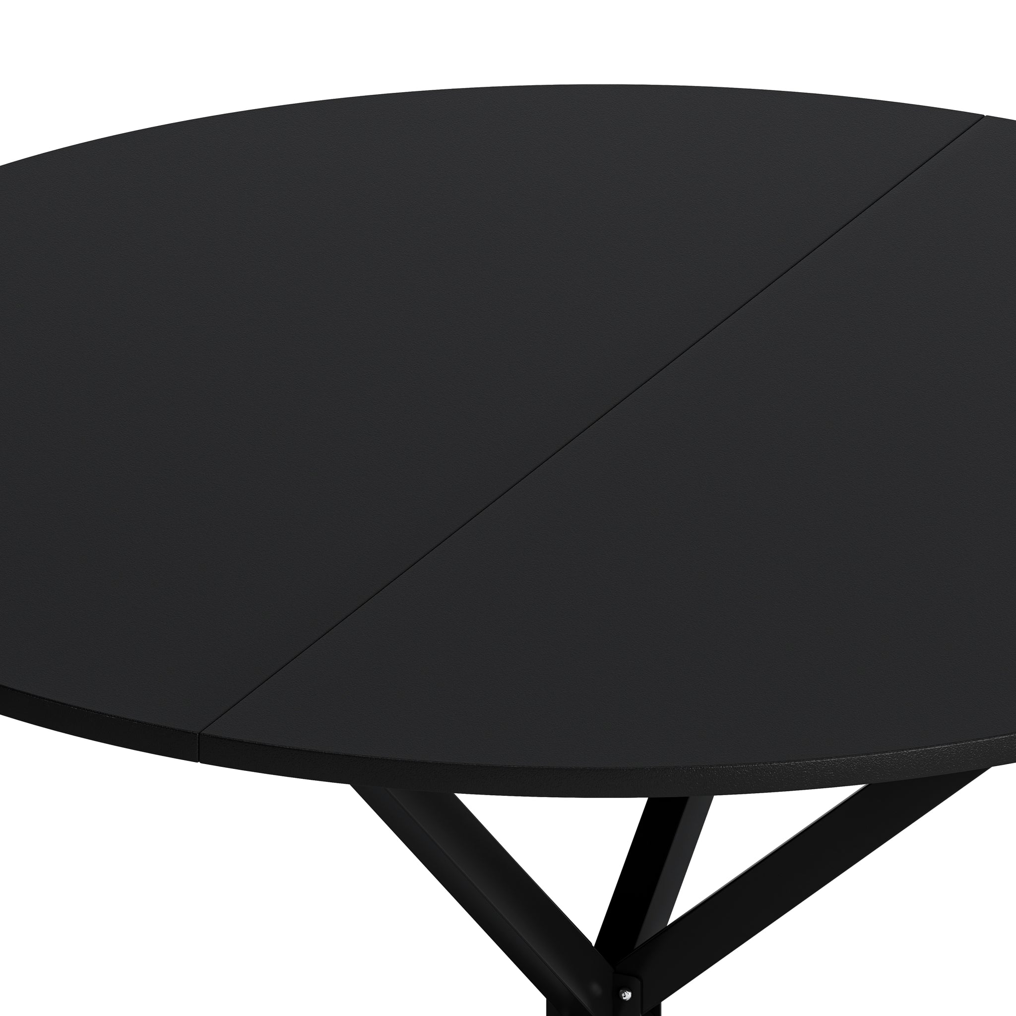42.13'' Modern Cross Leg Round Dining Table, Black Top black-mdf+metal