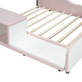 Full Size Upholstered Platform Bed With Storage Nightstand And Guardrail, Pink Box Spring Not Required Full Pink Wood Bedroom Upholstered