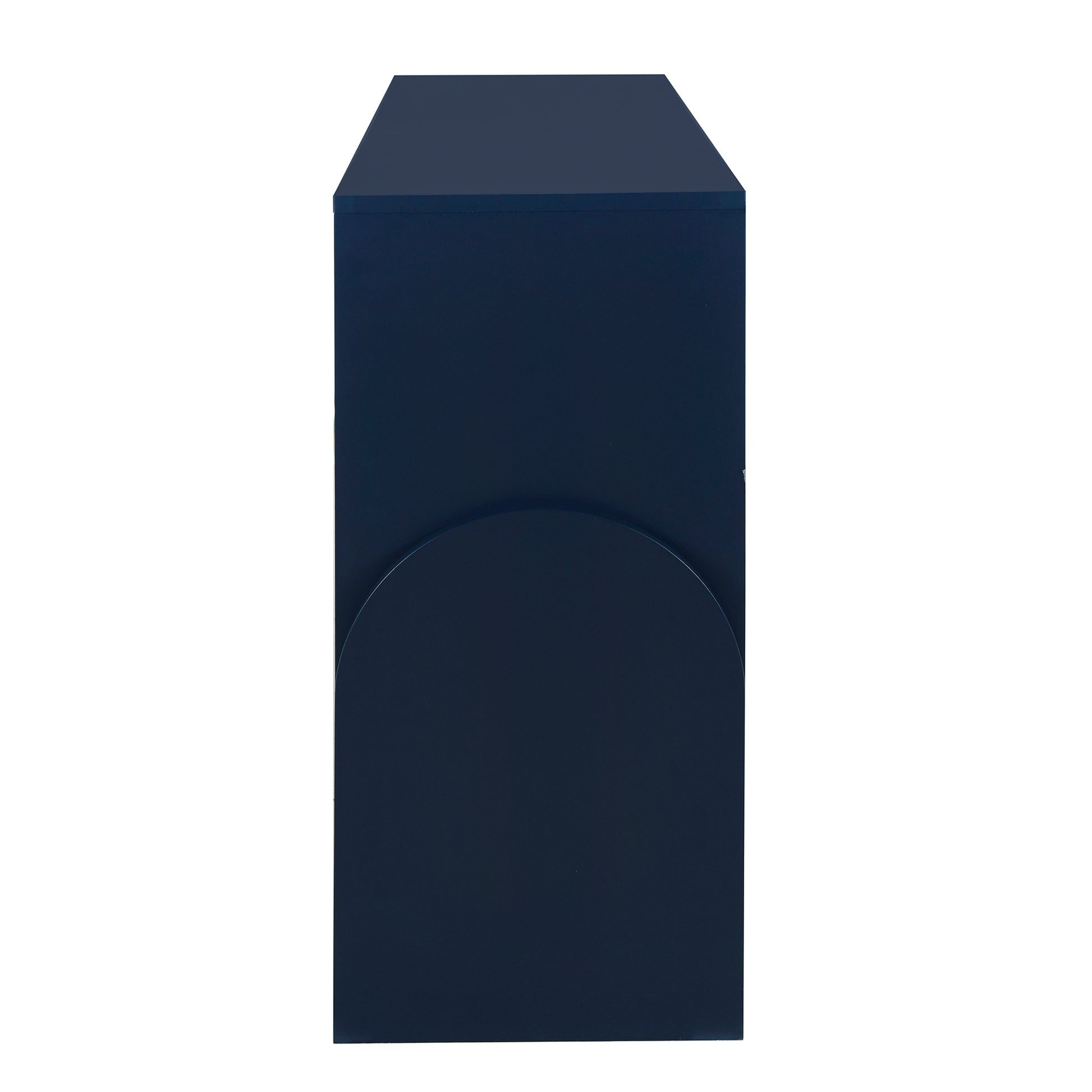 Four Door Metal Handle Storage Cabinet, Suitable For Study, Living Room,Adjustable Shelf Navy Blue Solid Wood Mdf