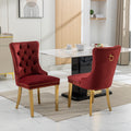 Nikki Collection Modern, High End Tufted Solid Wood Contemporary Velvet Upholstered Dining Chair With Golden Stainless Steel Plating Legs,Nailhead Trim,Set Of 2,Wine Red And Gold, Sw1601Wr,Burdy Burgundy Dining Room American Design Dining Chairs