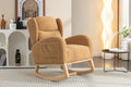 049 Teddy Fabric Rocking Chair With Packet Wood Legs,Khaki Wood Solid Khaki Primary Living Space Foam Wipe Clean Modern Rocking Chairs Eucalyptus Tufted Back Foam Teddy