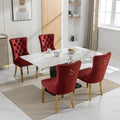 Nikki Collection Modern, High End Tufted Solid Wood Contemporary Velvet Upholstered Dining Chair With Golden Stainless Steel Plating Legs,Nailhead Trim,Set Of 2,Wine Red And Gold, Sw1601Wr,Burdy Burgundy Dining Room American Design Dining Chairs