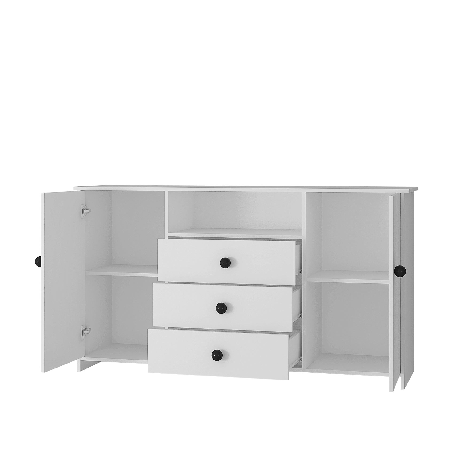 Sideboard Buffet Cabinet With Storage, Modern Kitchen Buffet Storage Cabinet With Drawer And Doors, Large Coffee Bar With Adjustable Shelves For Kitchen White Mdf