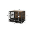 Dog Crate Furniture, 32.67 Inches Dog Kennel For Dogs Up To 70 Lb, With Removable Tray, Heavy Duty Dog Cage End Table, Rustic Brown Rustic Brown Wood Metal