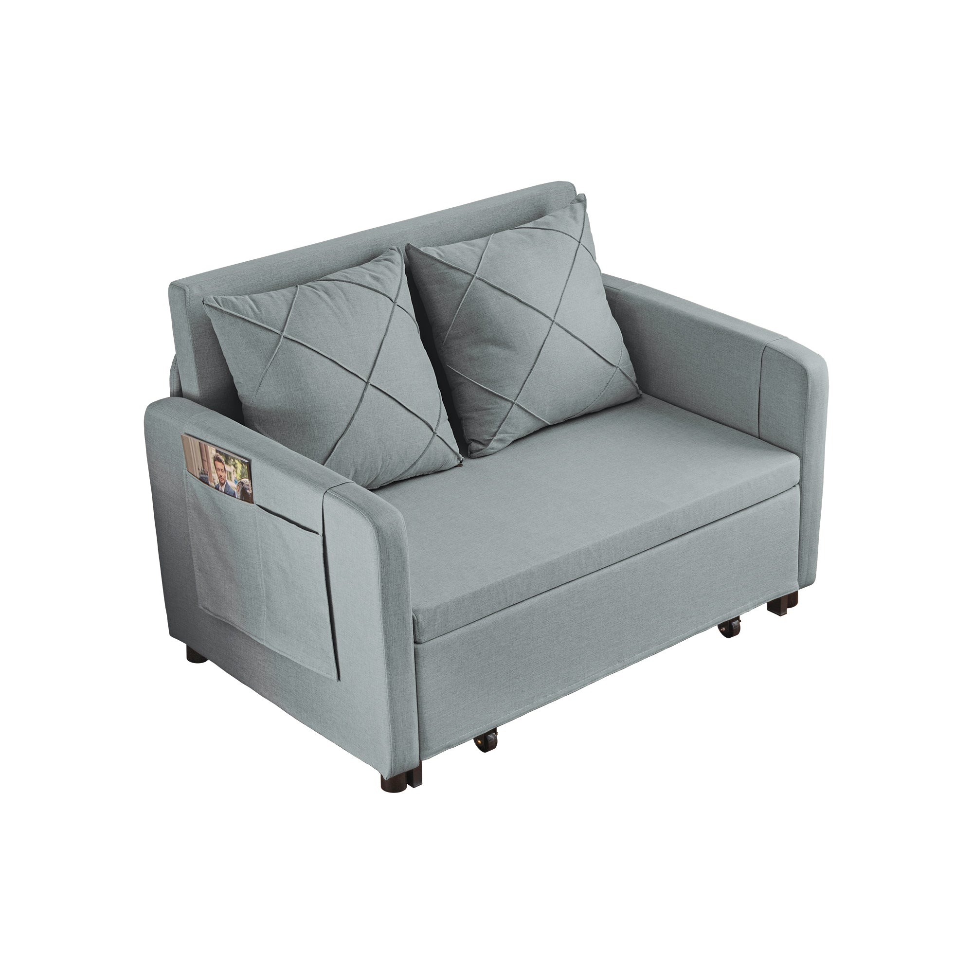 VIDEO provided Modern Love Seat Futon Sofa Bed with gray-foam