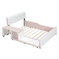 Full Size Upholstered Platform Bed With Storage Nightstand And Guardrail, Pink Box Spring Not Required Full Pink Wood Bedroom Upholstered