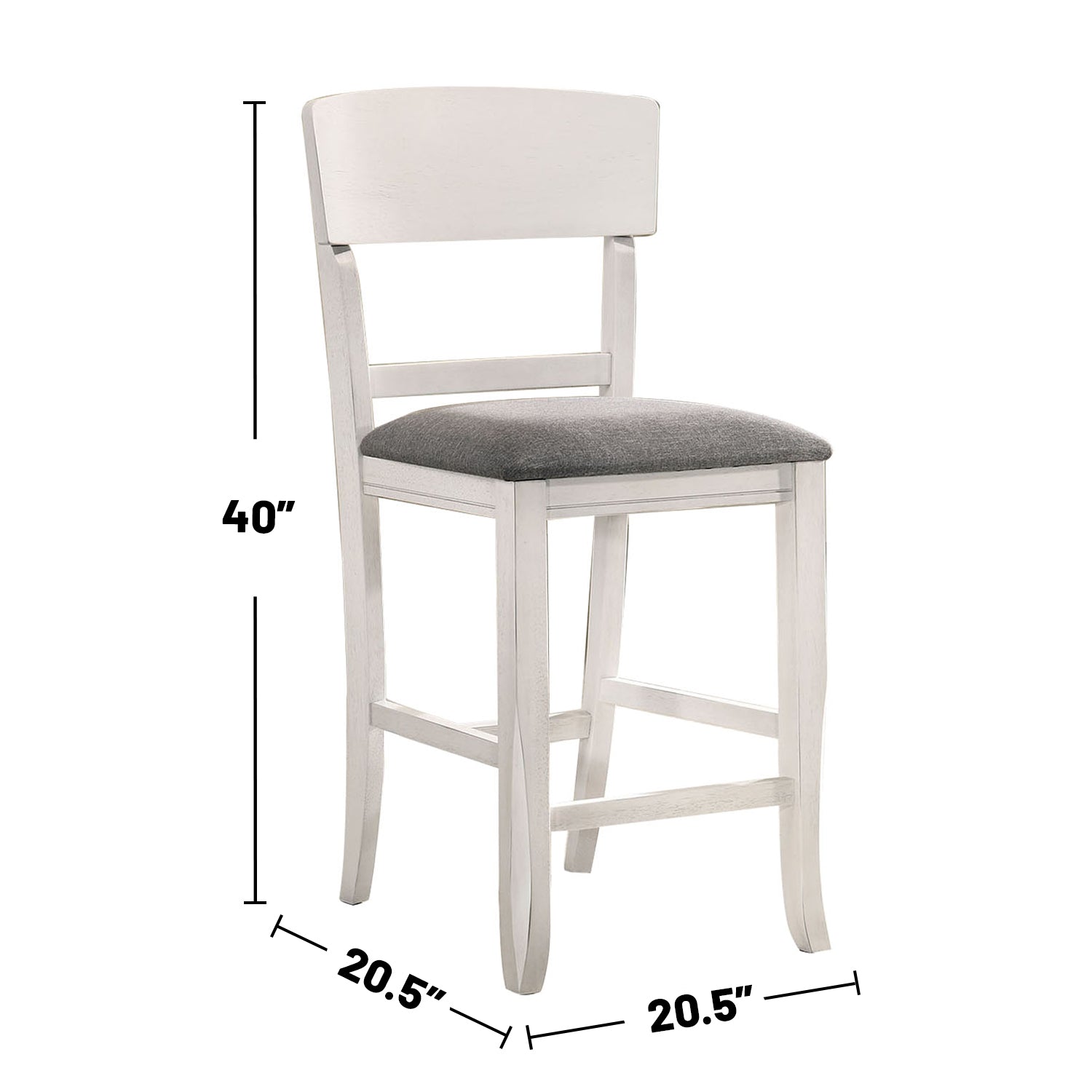 Set of 2 Fabric Padded Counter Height Chairs in White solid-white-dining room-dining chairs-wood+fabric