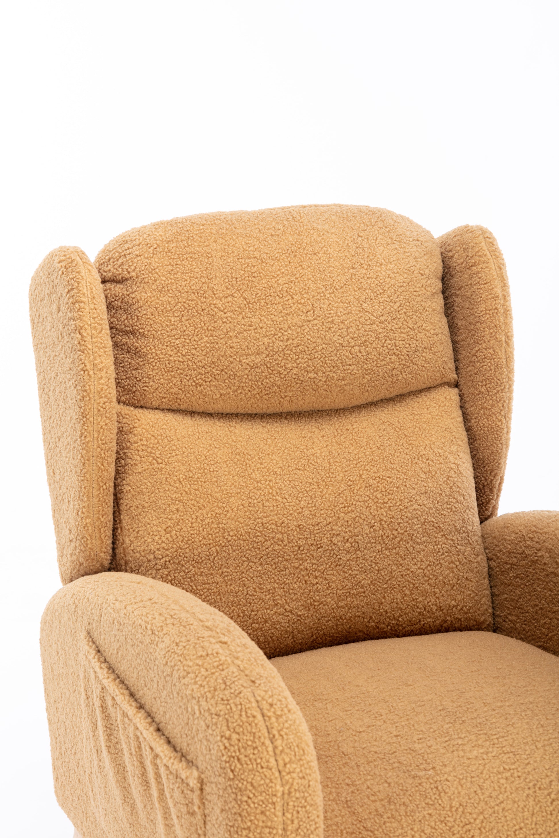 049 Teddy Fabric Rocking Chair With Packet Wood Legs,Khaki Wood Solid Khaki Primary Living Space Foam Wipe Clean Modern Rocking Chairs Eucalyptus Tufted Back Foam Teddy