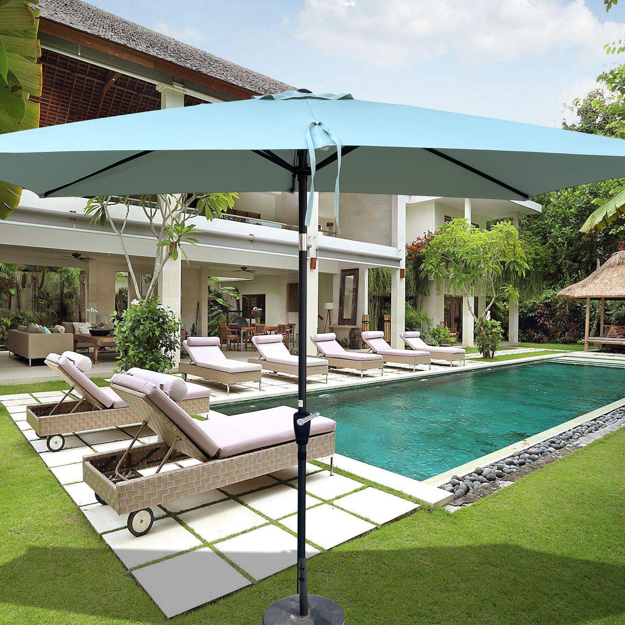 6 patio umbrella with tilt 6 X 9Ft Patio Umbrella Outdoor Waterproof Umbrella With Crank And Push