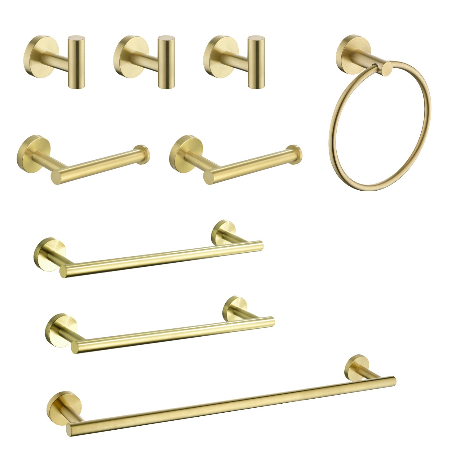 9 Piece Stainless Steel Bathroom Towel Rack Set Wall brushed gold-stainless steel