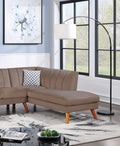 Contemporary 2 Pcs Sectional Set Living Room Furniture Light Brown Velvet Couch Left Facing Sofa, Right Facing Chaise Plush Cushion Light Brown Primary Living Space Contemporary,Modern,Transitional L Shaped Rubberwood Velvet 5 Seat