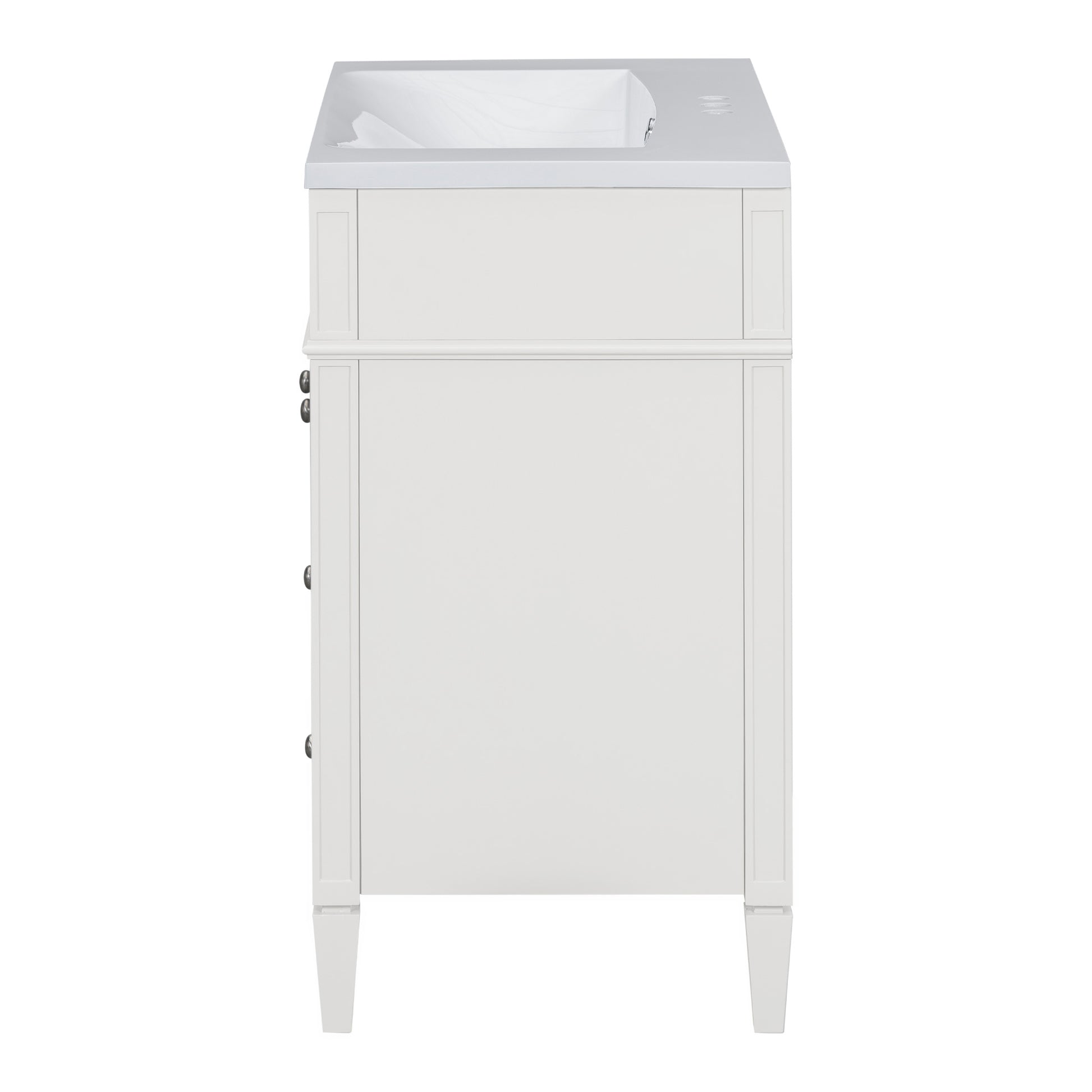 30'' Bathroom Vanity With Top Sink, Modern Bathroom Storage Cabinet With 2 Drawers And A Tip Out Drawer, Single Sink Bathroom Vanity 3 White 1 2 Adjustable Shelves Bathroom Freestanding Solid Wood Mdf Painted