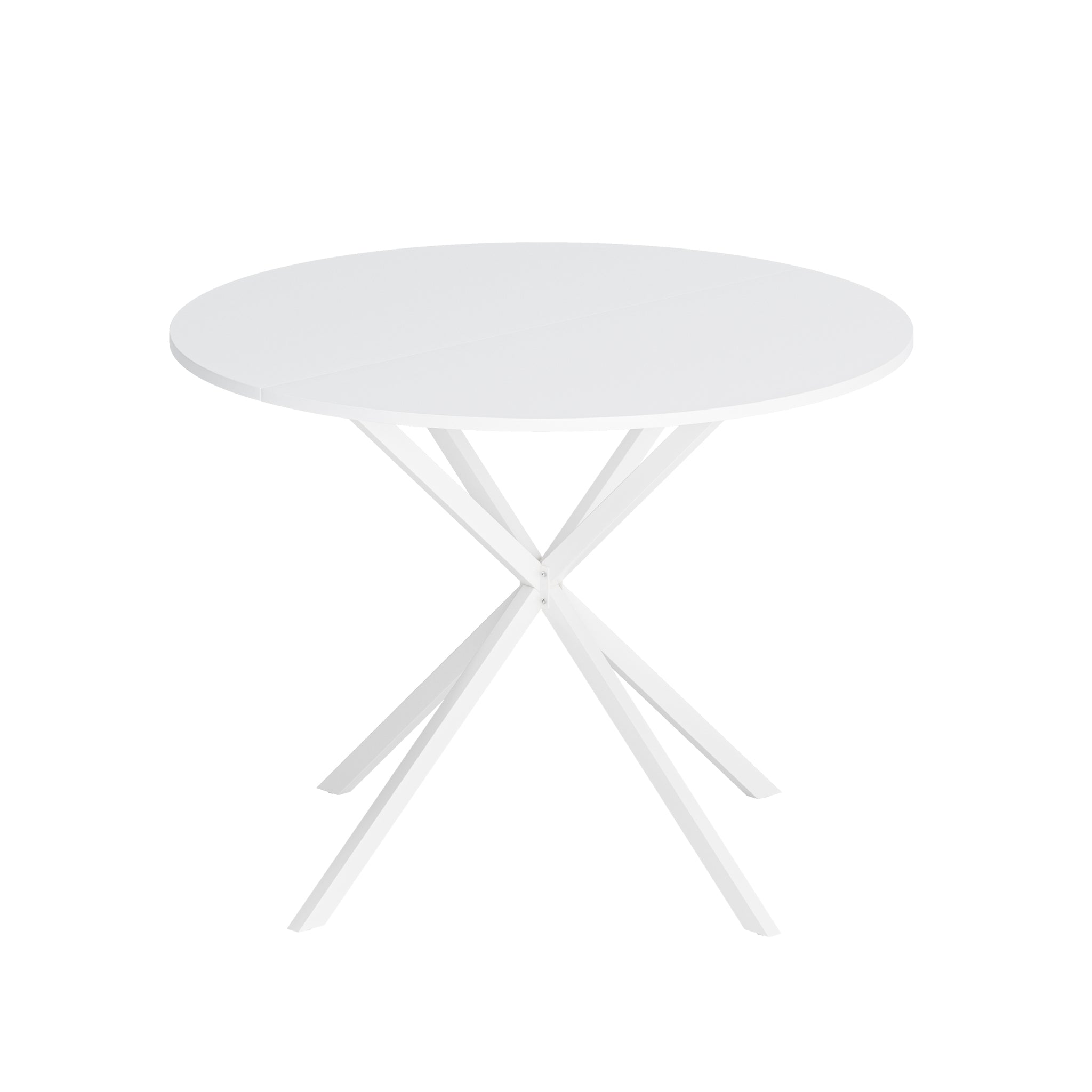 42.13'' Modern Cross Leg Round Dining Table, White Top white-mdf+metal