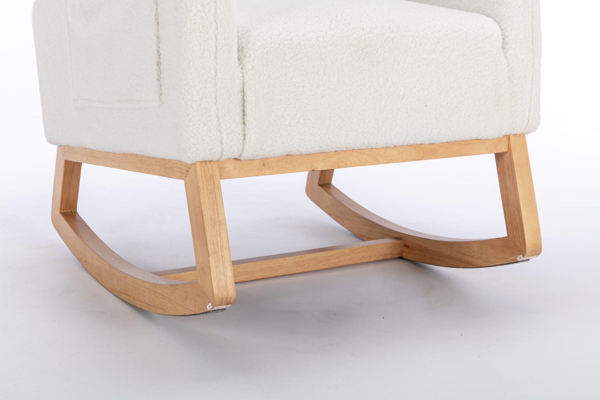 049 Teddy Fabric Rocking Chair With Packet Wood Legs,Ivory Wood Solid Ivory Primary Living Space Foam Wipe Clean Modern Rocking Chairs Eucalyptus Tufted Back Foam Teddy