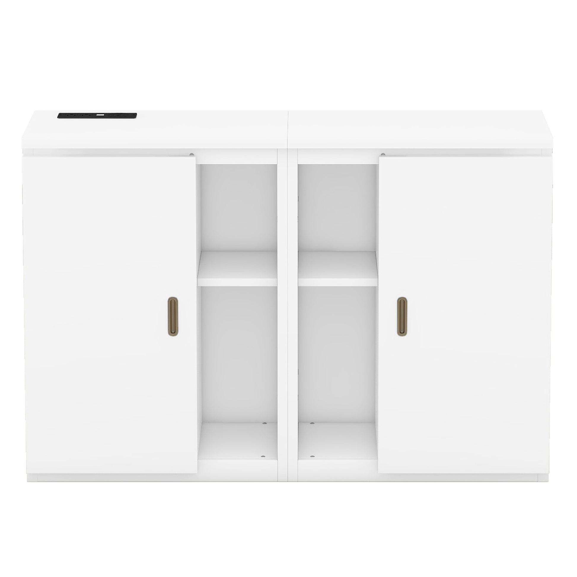 Queen Size Murphy Bed With Shelves, Cabinets And Usb Ports,White Queen White Mdf Lvl