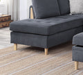 3 Pcs Reversible Sectional Set Living Room Furniture Charcoal Color Chenille Couch Sofa, Reversible Chaise Ottoman Charcoal Primary Living Space Contemporary,Modern,Transitional L Shaped Rubberwood Chenille 4 Seat