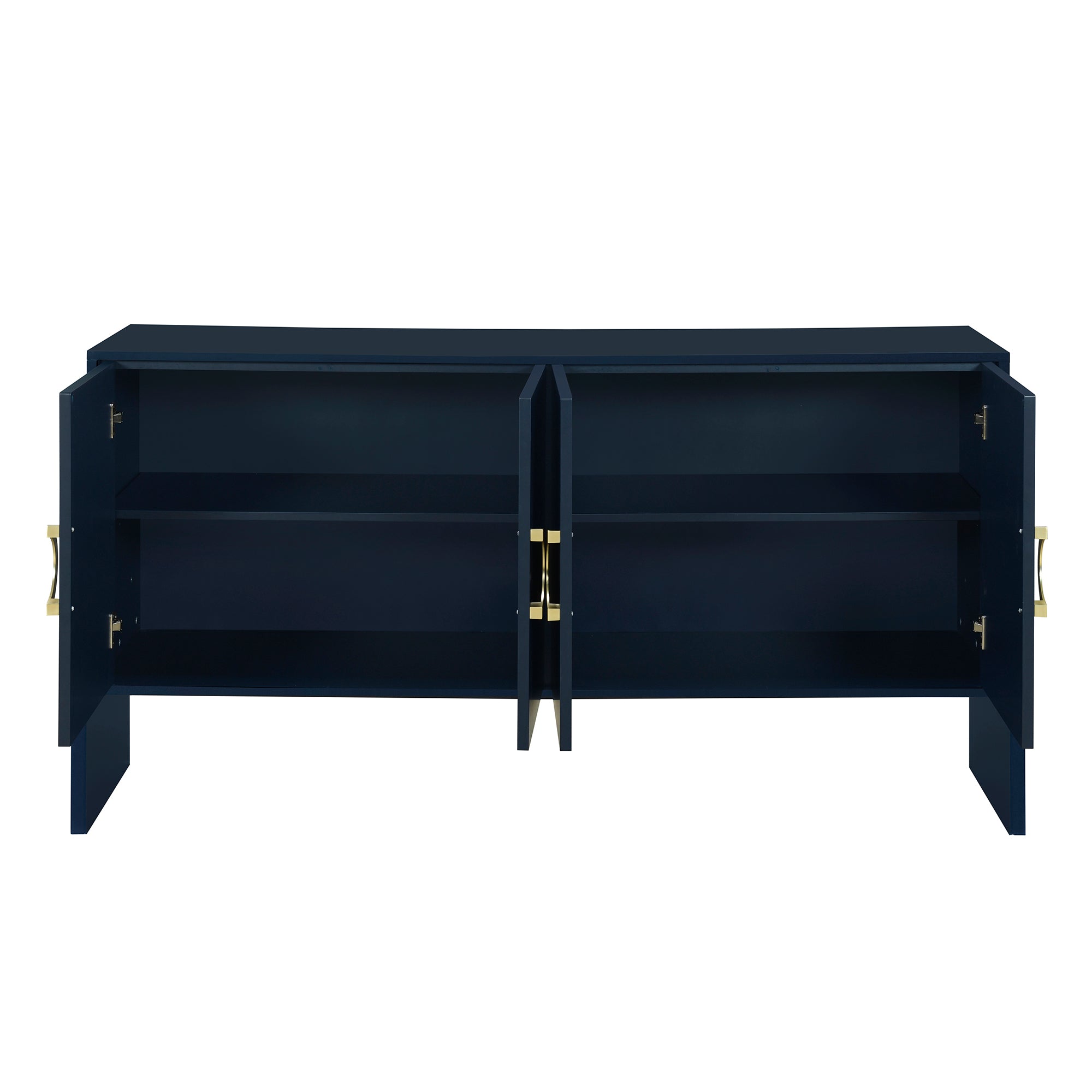 U Style Four Door Metal Handle Storage Cabinet navy blue-solid wood+mdf