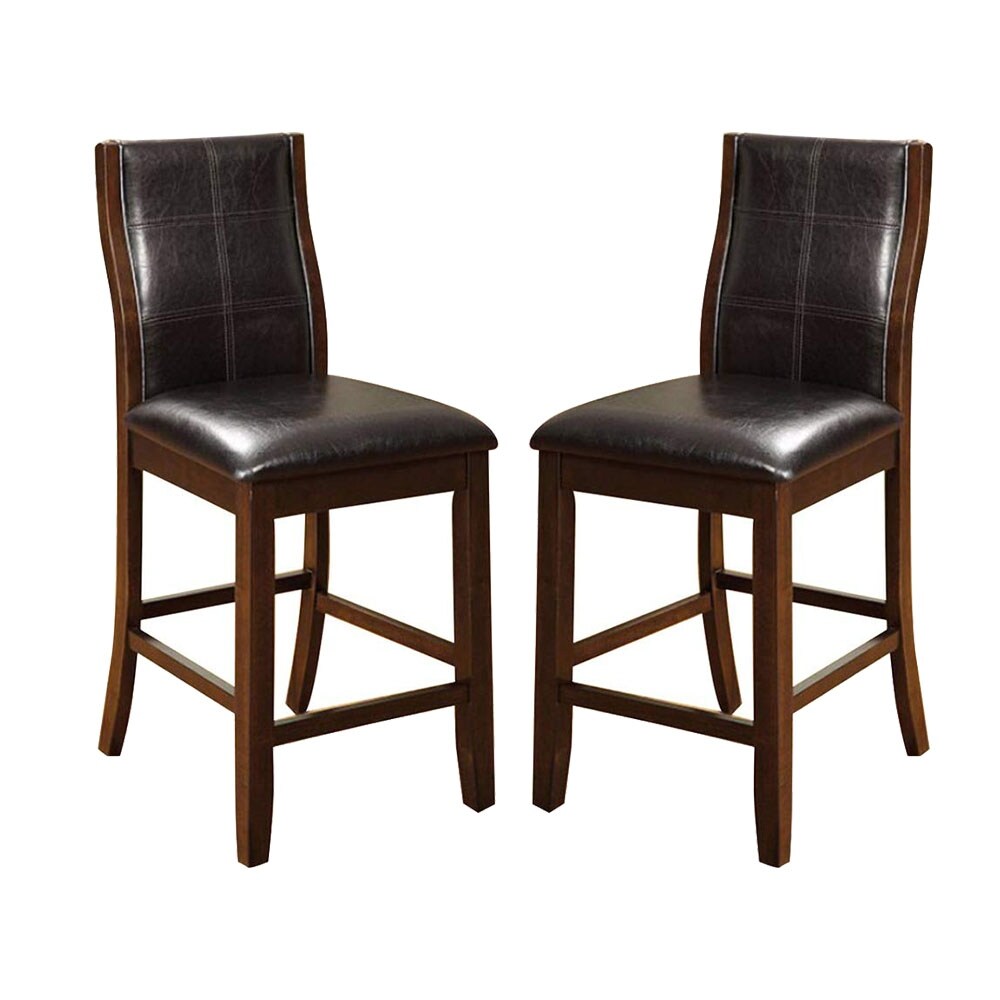 Transitional Dining Room Counter Height Chairs Set Of 2Pc High Chairs Only Brown Cherry Unique Curved Back Espressopadded Seat Brown Brown Dining Room Contemporary,Modern Dining Chairs Solid Back Solid Wood