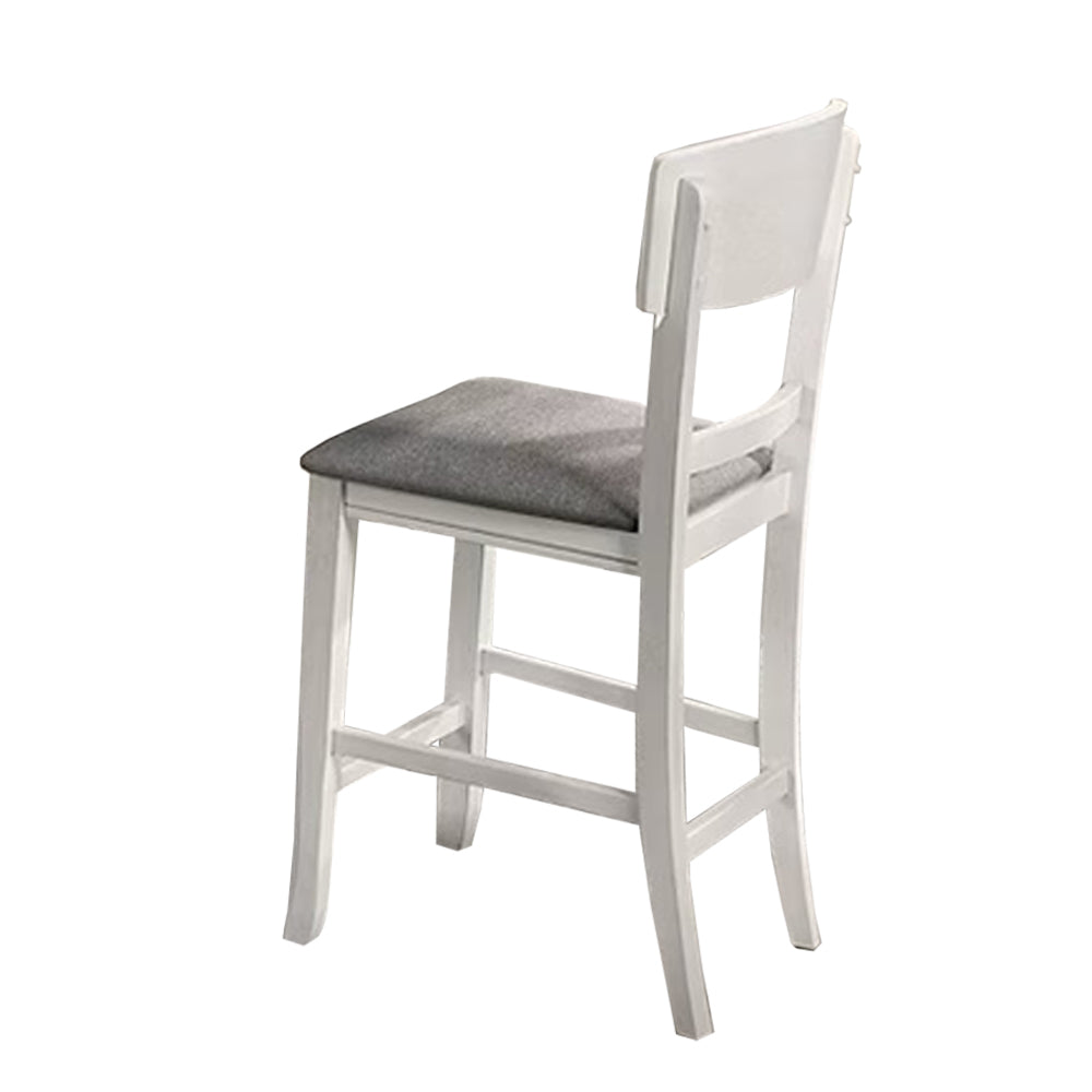 Set of 2 Fabric Padded Counter Height Chairs in White solid-white-dining room-dining chairs-wood+fabric