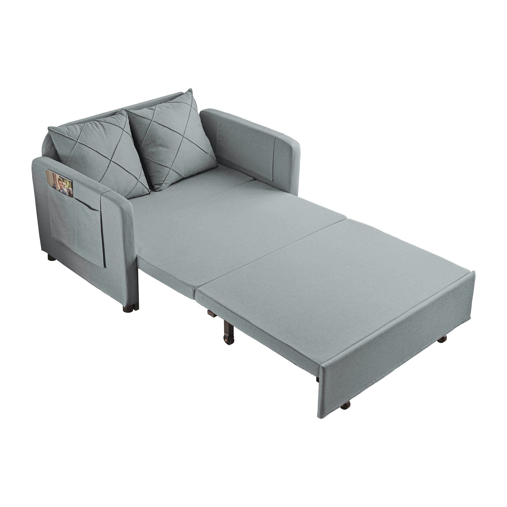 VIDEO provided Modern Love Seat Futon Sofa Bed with gray-foam