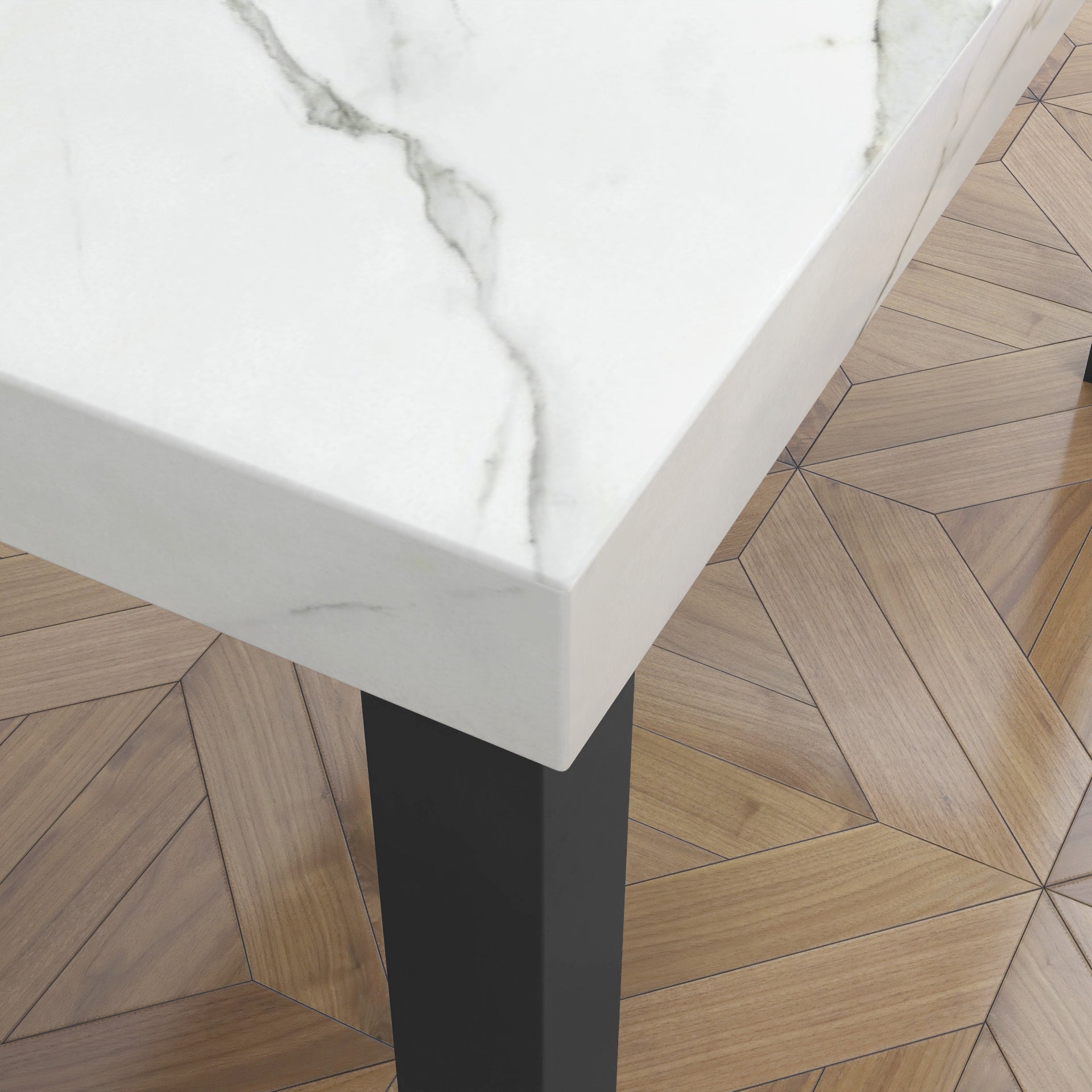 Five Piece Dining Set With Imitation Marble Tabletop, Restaurant Combination Set, Solid Wood Dining Table And 4 Chairs, Space Saving Combination Furniture For Kitchen And Dining Room. Black White Solid Wood Mdf