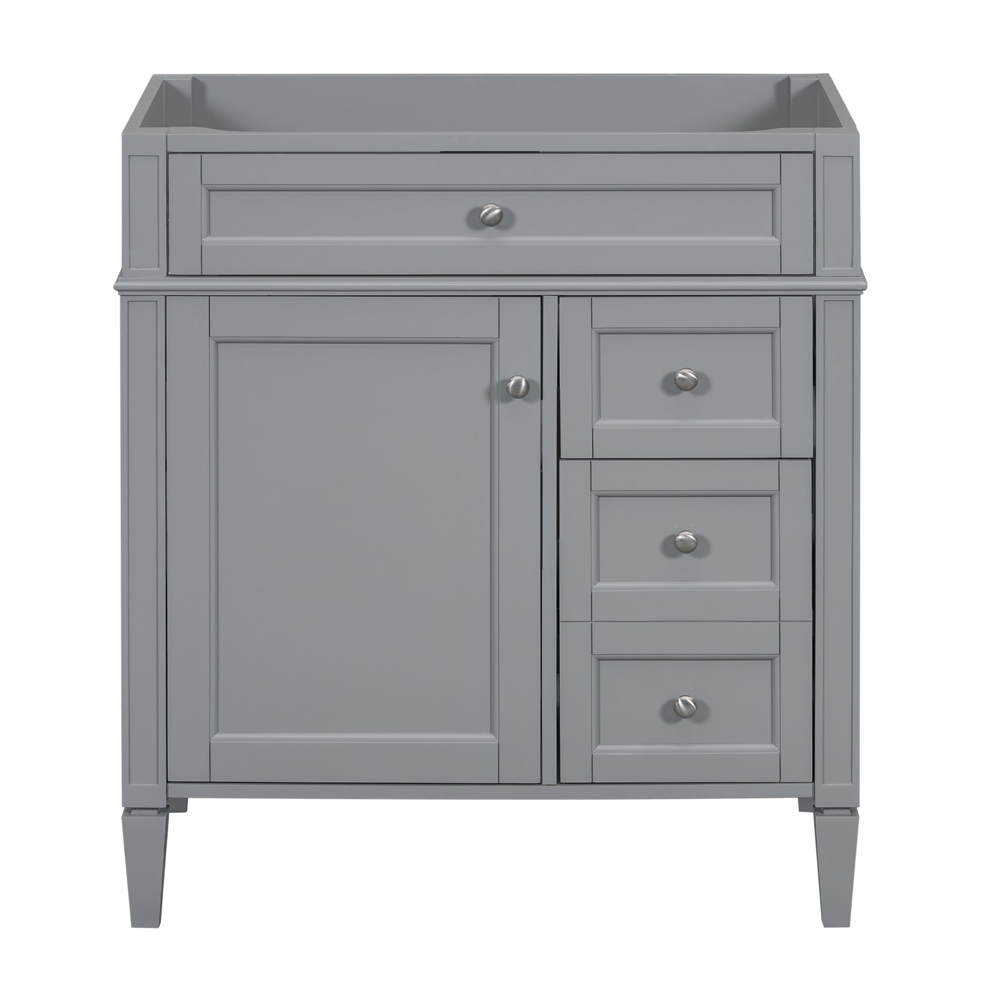 30'' Bathroom Vanity Without Top Sink, Modern Bathroom Storage Cabinet With 2 Drawers And A Tip Out Drawer Not Include Basin 3 Grey 1 2 Adjustable Shelves Bathroom Freestanding Solid Wood Mdf Painted