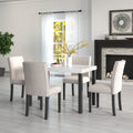 Five Piece Dining Set With Imitation Marble Tabletop, Restaurant Combination Set, Solid Wood Dining Table And 4 Chairs, Space Saving Combination Furniture For Kitchen And Dining Room. Black White Solid Wood Mdf