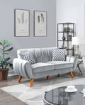 Contemporary 2 Pcs Sofa Set Living Room Furniture Light Gray Velvet Couch Sofa And Loveseat Plush Cushion Unique Lines Plush Sofa. Light Gray Velvet Wood Primary Living Space Classic,Contemporary,Modern Velvet 5 Seat