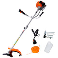 52Cc Weed Eater Wacker Gas Powered, 2 In 1 String Trimme,With 10'' Brush Cutter,Rubber Handle & Shoulder Strap Included Orange Aluminum