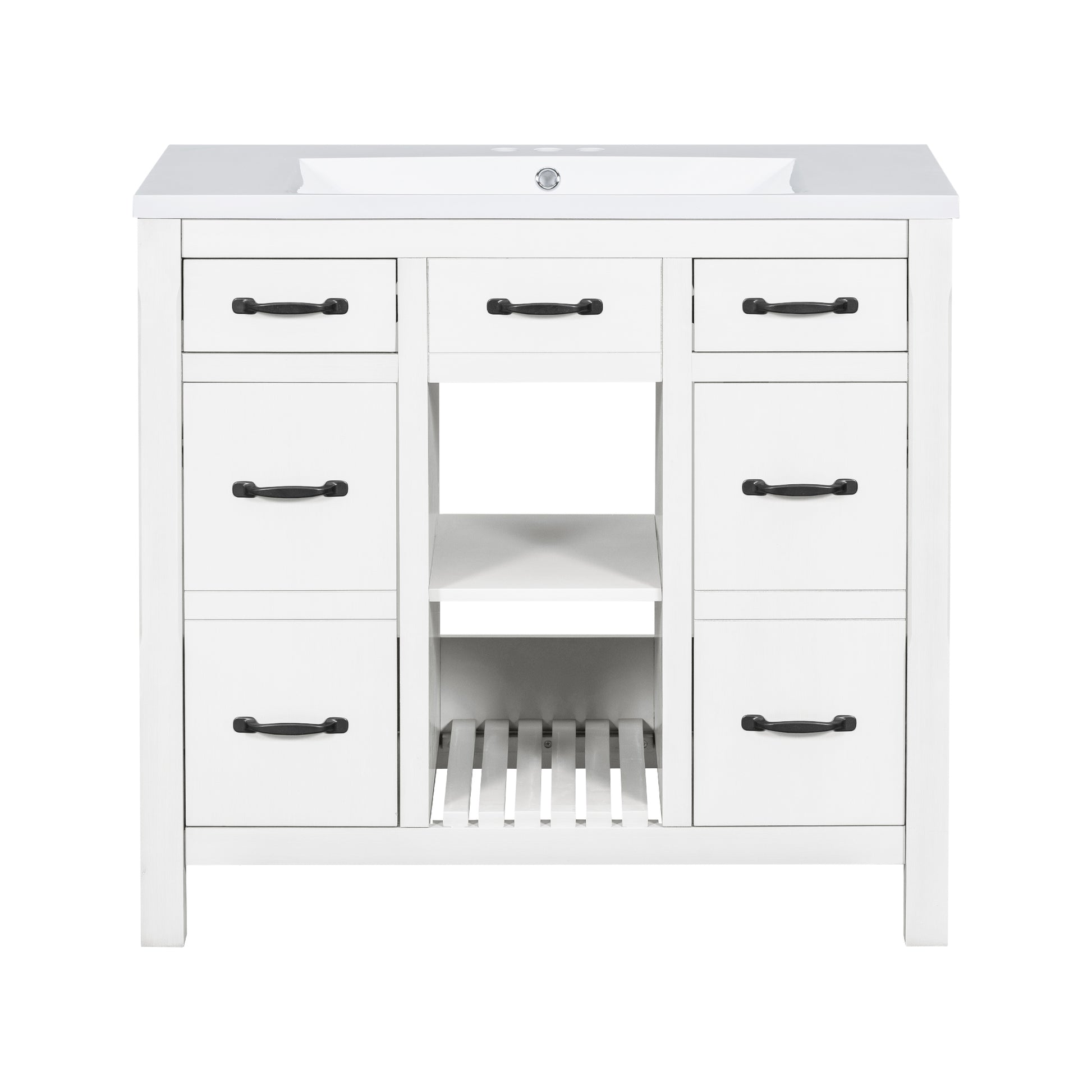 36''Bathroom Vanity With Undermount Sink,Modern Bathroom Storage Cabinet With 2 Drawers And 2 Cabinets,Solid Wood Frame Bathroom Cabinet 2 White 2 2 Adjustable Shelves Bathroom Freestanding Solid Wood Mdf Resin Painted