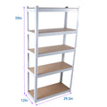 5 Tier Laminated White Metal Shelving Unit Adjustable Garage Storage Utility Rack Heavy Duty Shelves Organization Multipurpose Shelf Warehouse Basement Pantry 29