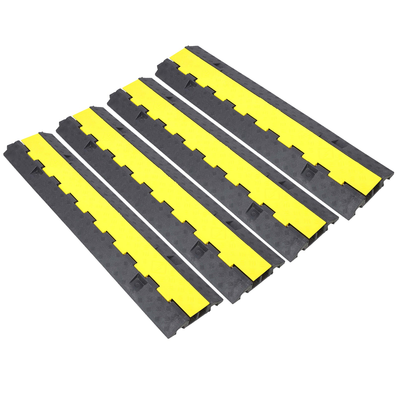 Cable Protector Ramp, 2 Channels Speed Bump Hump, Rubber Modular Speed