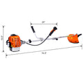 52Cc Weed Eater Wacker Gas Powered, 2 In 1 String Trimme,With 10'' Brush Cutter,Rubber Handle & Shoulder Strap Included Orange Aluminum