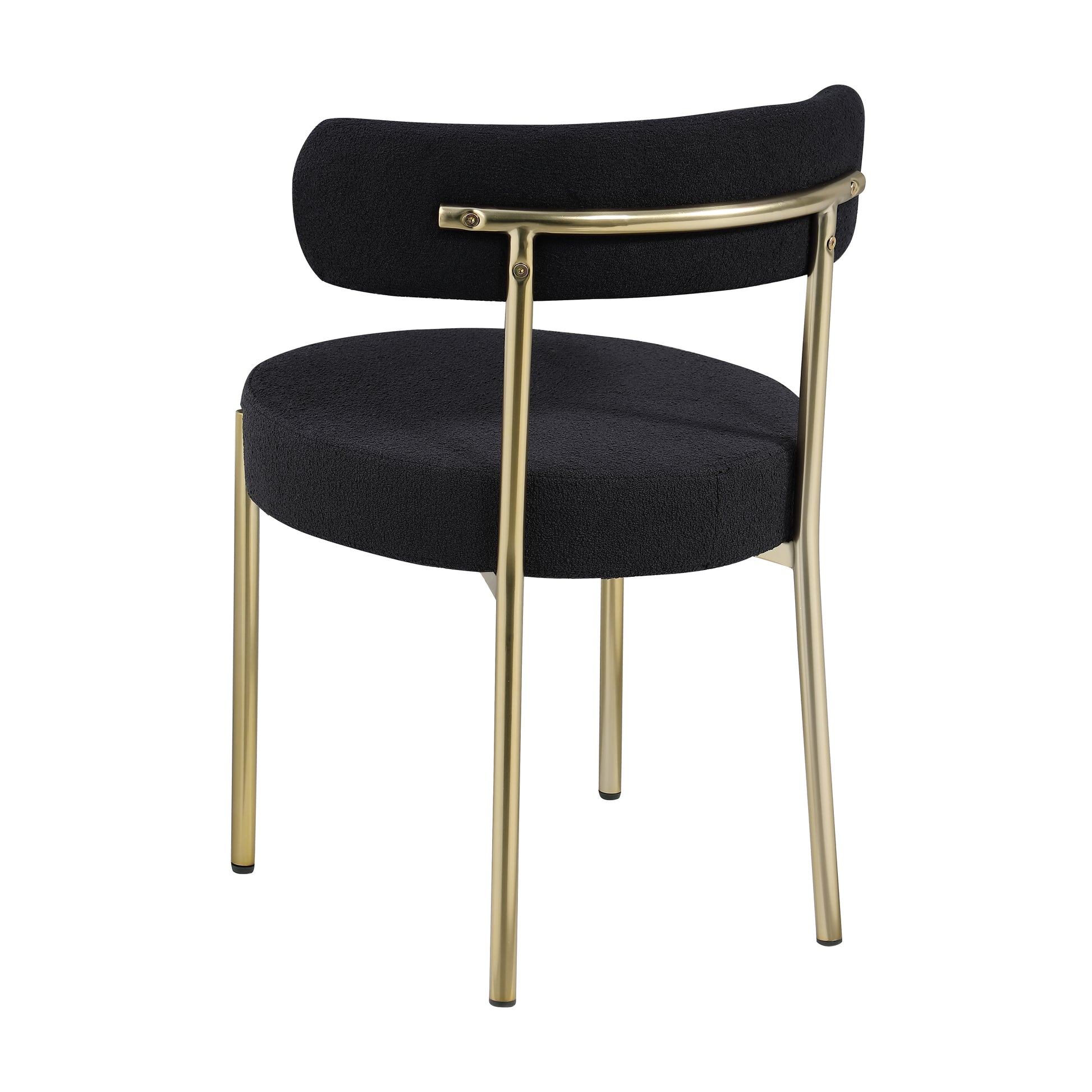 Dining Chairs Set Of 2 Round Upholstered Boucle Dining Room Chairs Mid Century Modern Kitchen Chairs Curved Backrest Chairs For Dining Room Brushed Brass Metal Legs Iron Black Gold Dining Room Foam Round Dining Chairs Foam Metal