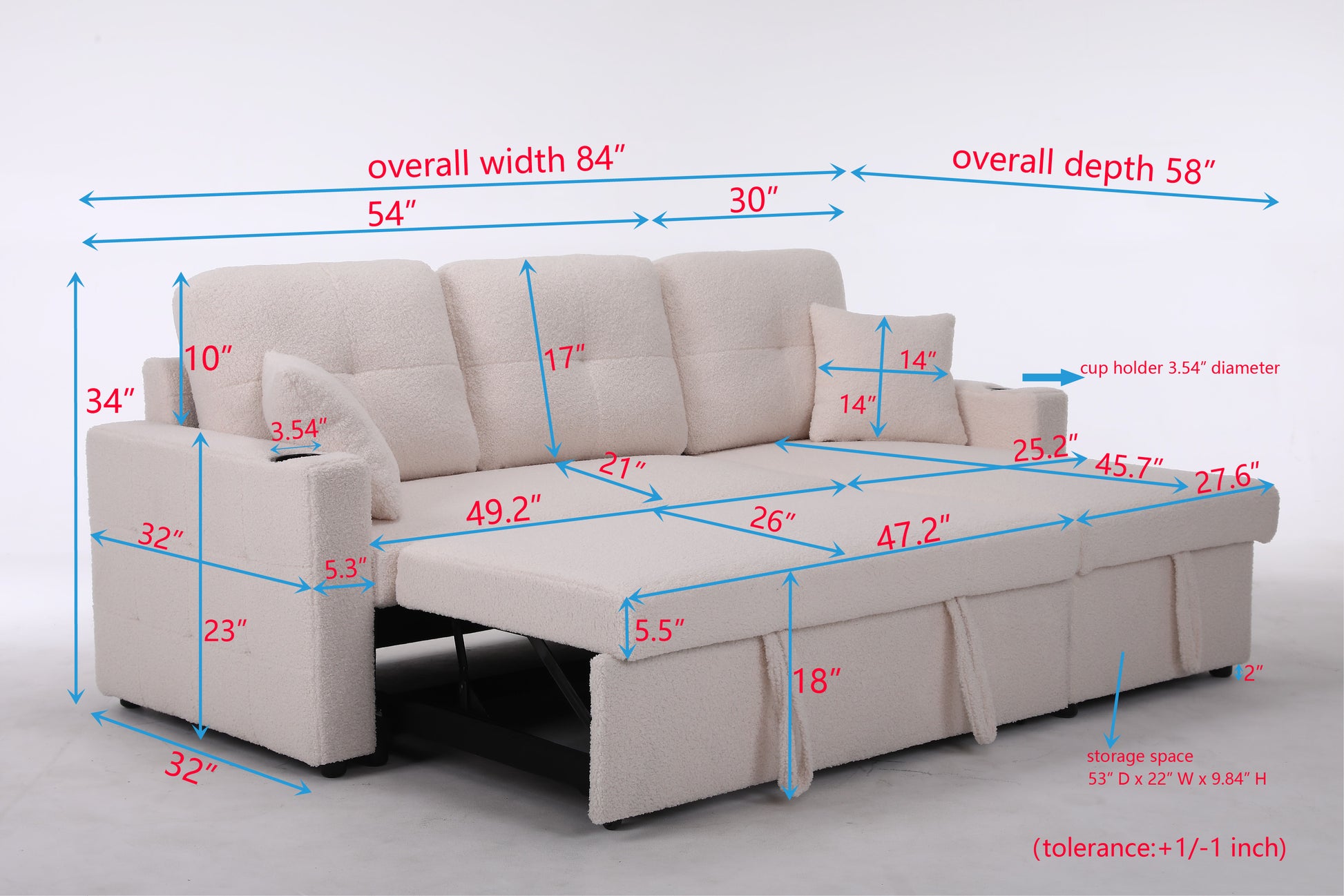 Lambswool Pull Out Sleeper Sectional Sofa With Storage Chaise Beige Wood Medium Firm Cushion Back Contemporary L Shaped Square Arms Foam Wool