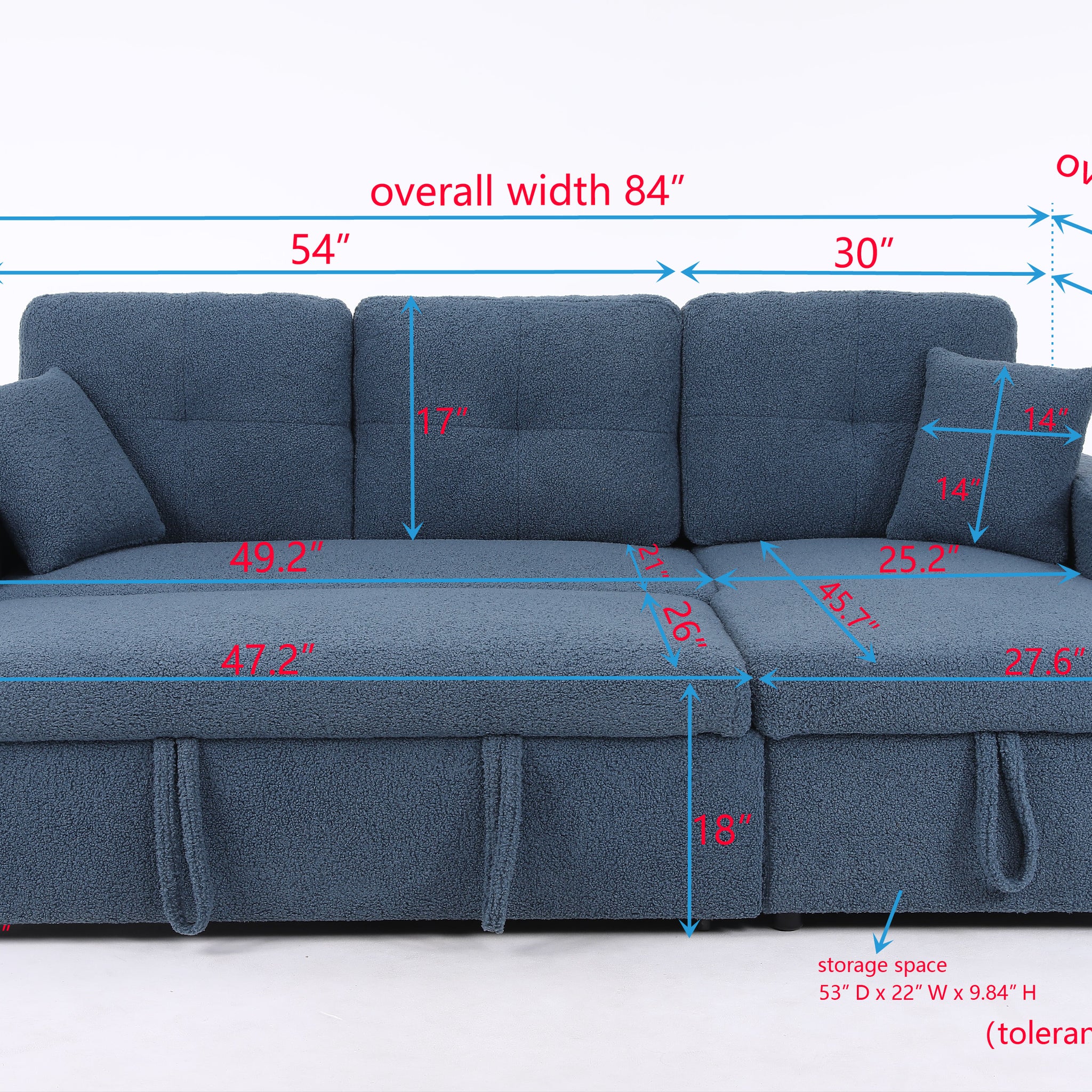 Lambswool Pull Out Sleeper Sectional Sofa With Storage Chaise Green Wood Medium Firm Cushion Back Contemporary L Shaped Square Arms Foam Wool