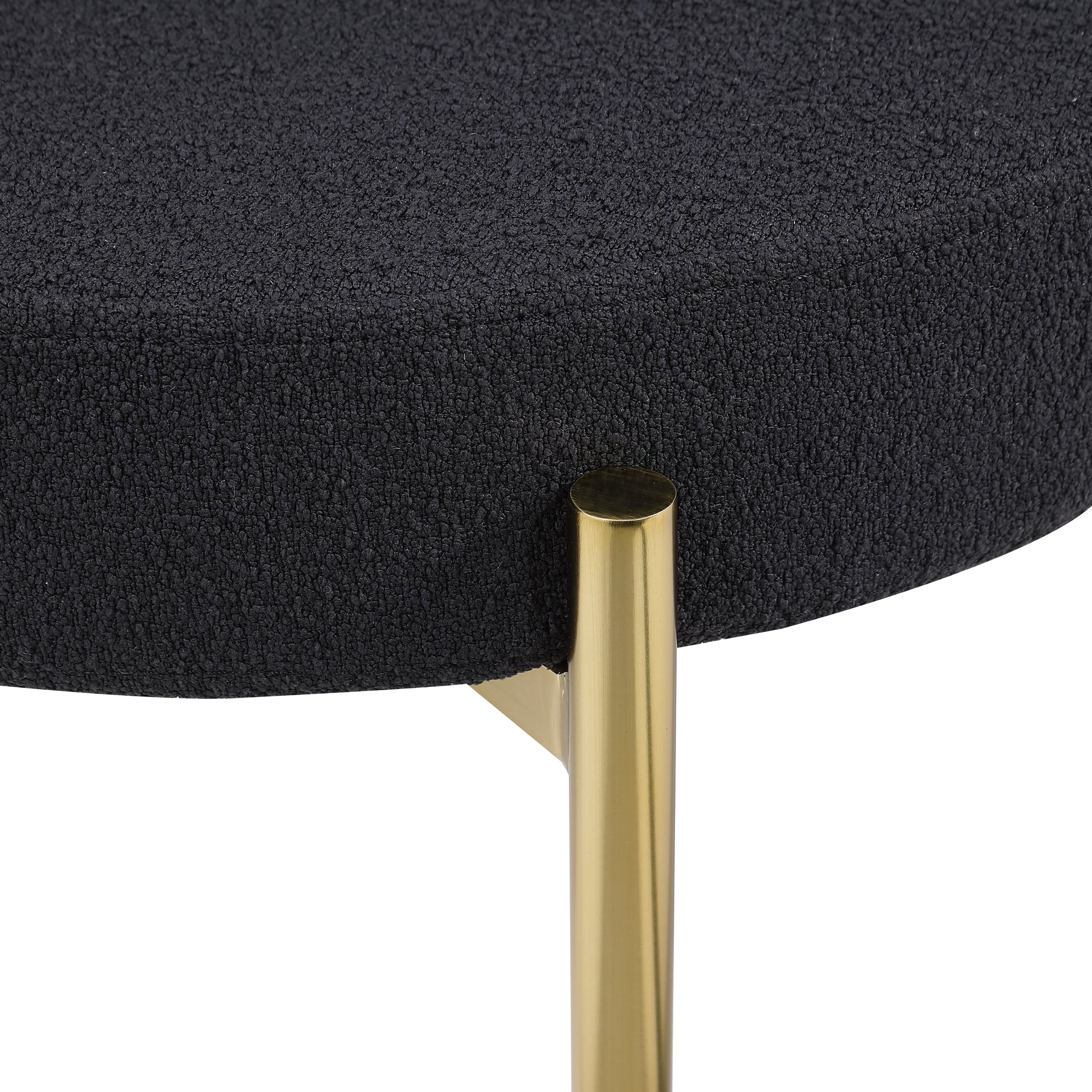 Dining Chairs Set Of 2 Round Upholstered Boucle Dining Room Chairs Mid Century Modern Kitchen Chairs Curved Backrest Chairs For Dining Room Brushed Brass Metal Legs Iron Black Gold Dining Room Foam Round Dining Chairs Foam Metal