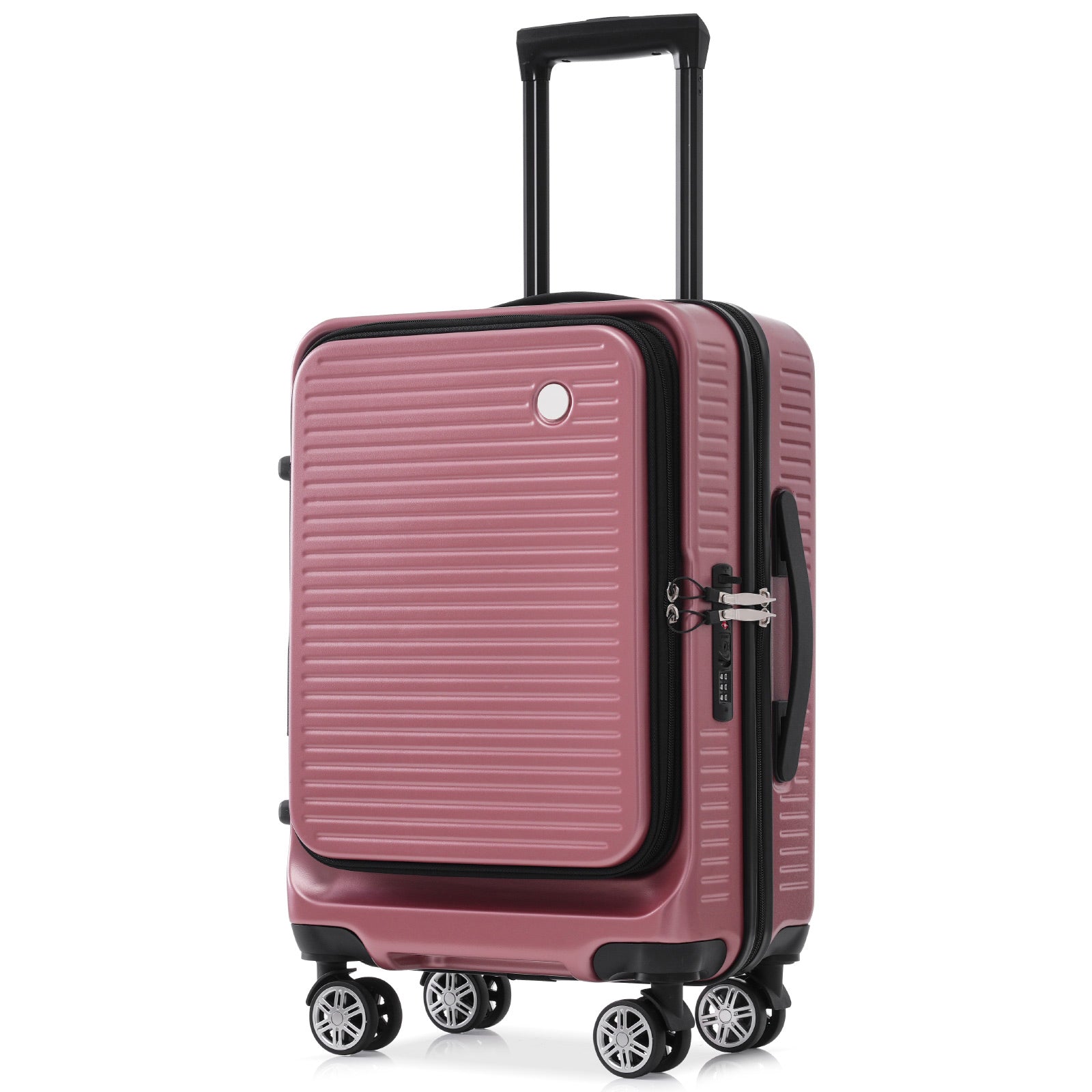 Carry on Luggage 20 Inch Front Open Luggage rose gold-abs