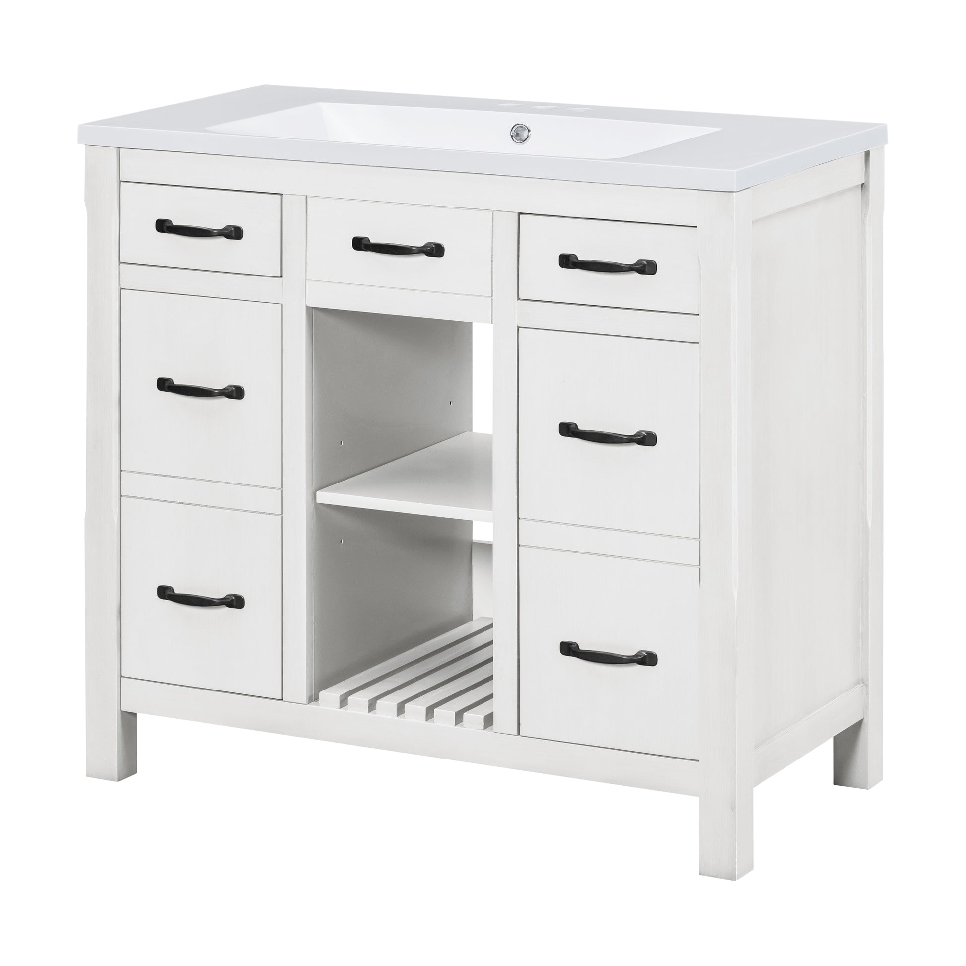 36''Bathroom Vanity With Undermount Sink,Modern Bathroom Storage Cabinet With 2 Drawers And 2 Cabinets,Solid Wood Frame Bathroom Cabinet 2 White 2 2 Adjustable Shelves Bathroom Freestanding Solid Wood Mdf Resin Painted