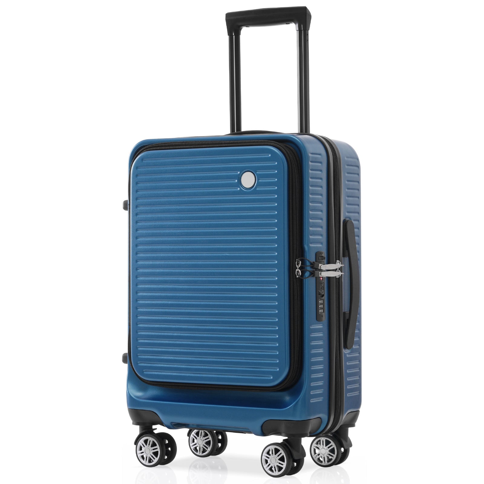 Carry on Luggage 20 Inch Front Open Luggage peacock blue-abs