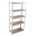 5 Tier Laminated White Metal Shelving Unit Adjustable Garage Storage Utility Rack Heavy Duty Shelves Organization Multipurpose Shelf Warehouse Basement Pantry 29